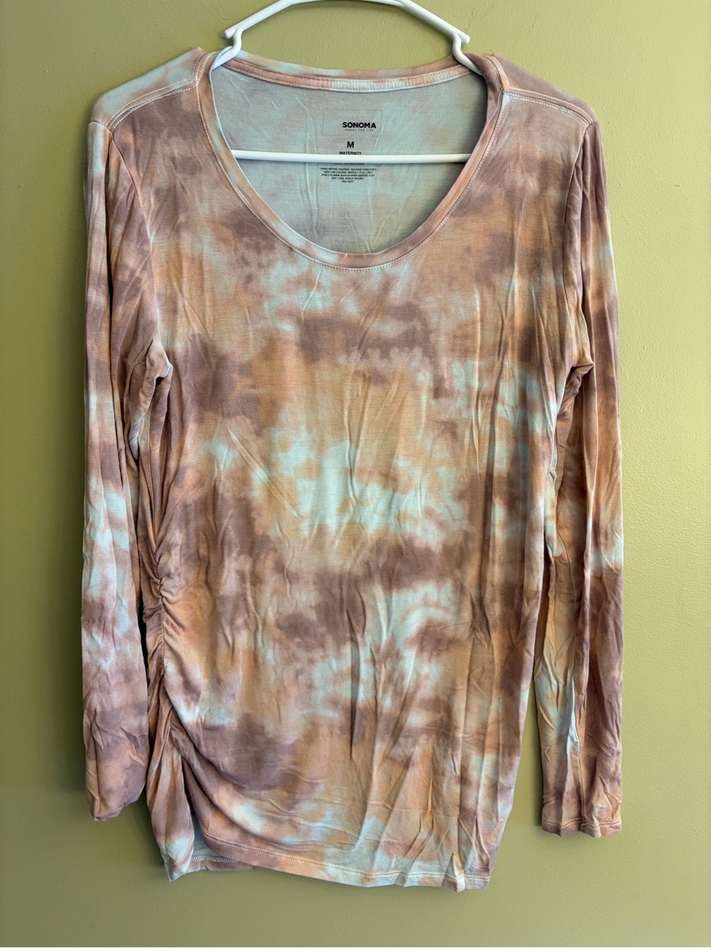 Sonoma Maternity Tie-Dye Long Sleeve Scoop Neck Top